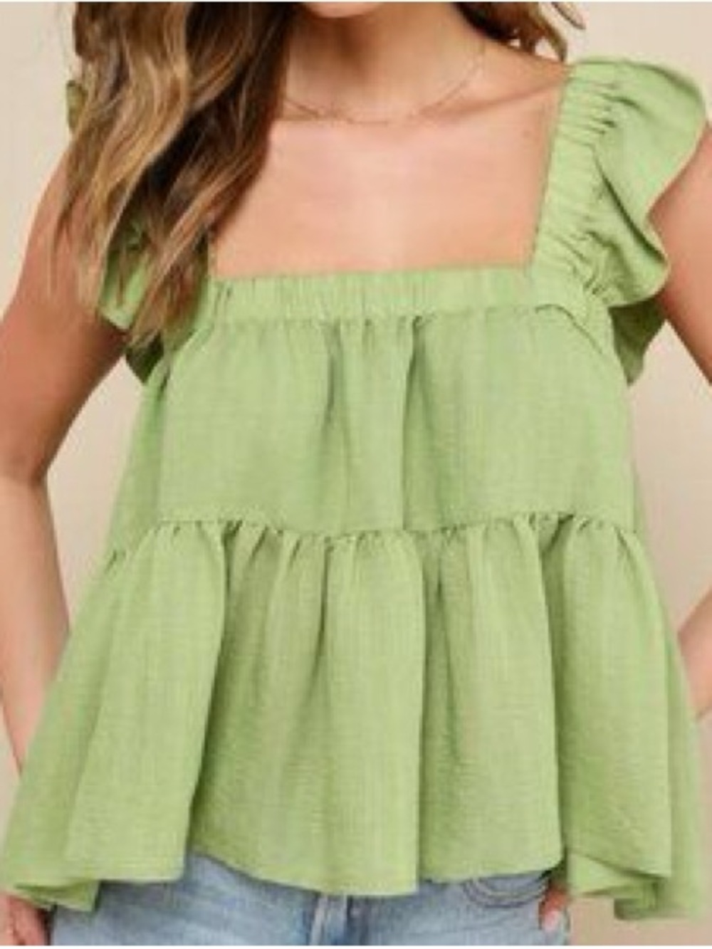 Lulus Amazingly Sweet Green Ruffled Peplum Tank Top 💚